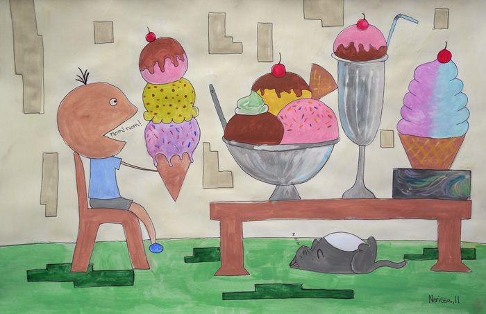 Art Studio PALETTE. Nerissa Wang Picture.  Marker, Tempera Design Ice Cream 