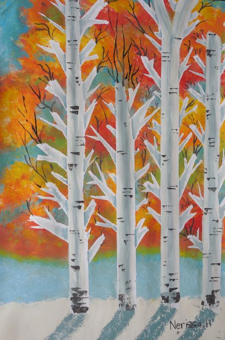 Art Studio PALETTE. Nerissa Wang Picture.  Tempera Landscape Trees 