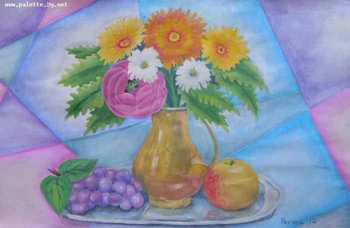 Art Studio PALETTE. Nerissa Wang Picture.  Tempera Still Life Still Life 