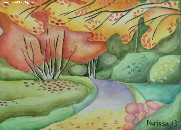 Art Studio PALETTE. Nerissa Wang Picture.  Watercolour Landscape Nature 