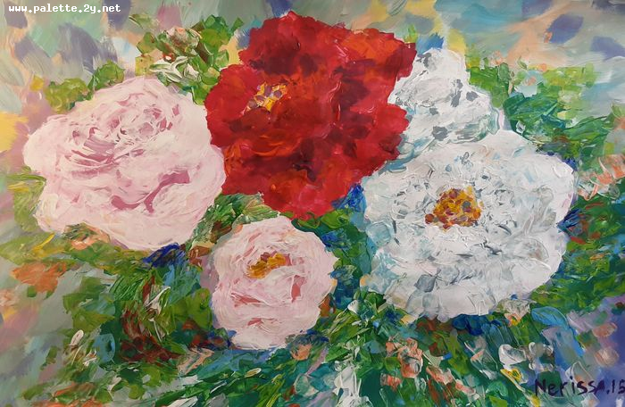 Art Studio PALETTE. Nerissa Wang Picture.  Tempera Plants Flowers 