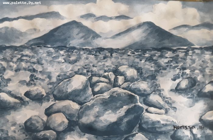 Art Studio PALETTE. Nerissa Wang Picture.  Tempera Landscape Nature 