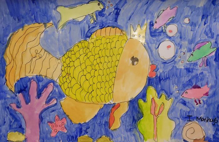 Art Studio PALETTE. Mariya Ivanova Picture.  Watercolour, Ink Animals Fish 