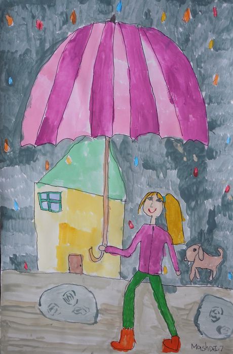 Art Studio PALETTE. Mariya Ivanova Picture.  Marker, Tempera Design Umbrellas 