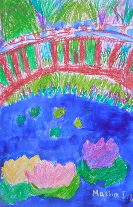 Art Studio PALETTE. Mariya Ivanova Picture.  Oil Pastel Inspired by Monet 