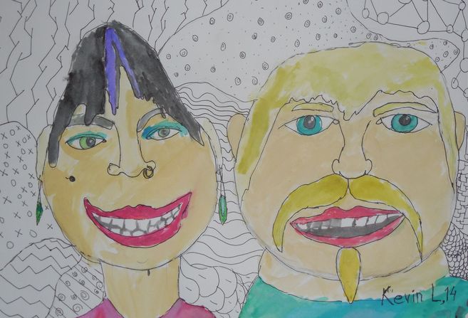 Art Studio PALETTE. Kevin La Forge Picture.  Watercolour, Ink People Portrait 