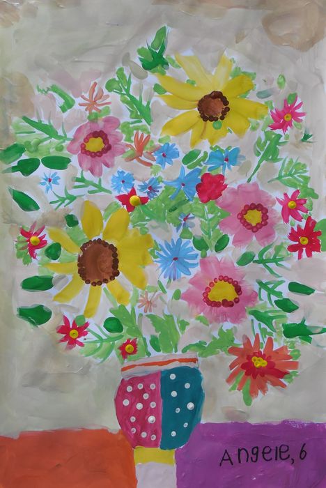 Art Studio PALETTE. Angela Kim Picture.  Tempera Plants Flowers 