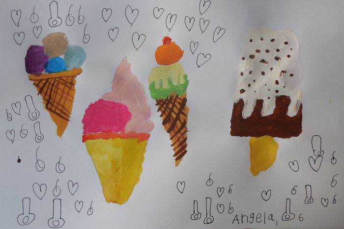 Art Studio PALETTE. Angela Kim Picture.  Marker, Tempera Design Ice Cream 