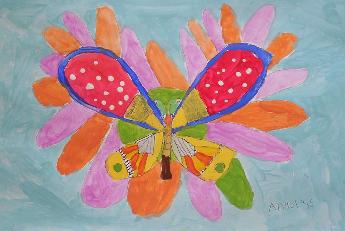 Art Studio PALETTE. Angela Kim Picture.  Tempera Animals Butterfly 