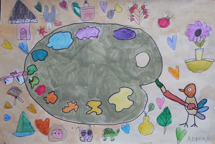 Art Studio PALETTE. Angela Kim Picture.  Marker, Tempera Design Palette 