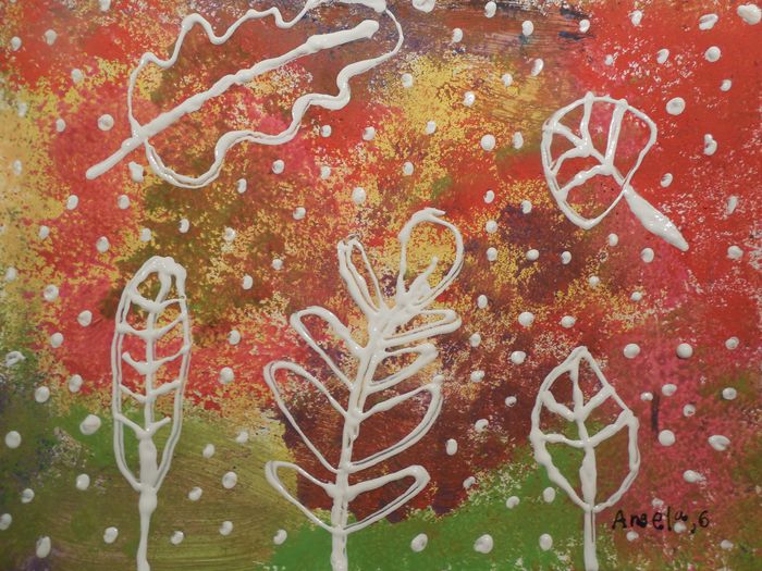 Art Studio PALETTE. Angela Kim Picture.  Tempera Plants Leaves 