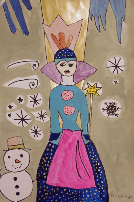 Art Studio PALETTE. Angela Kim Picture.  Marker, Tempera Fantasy Snowqueen 