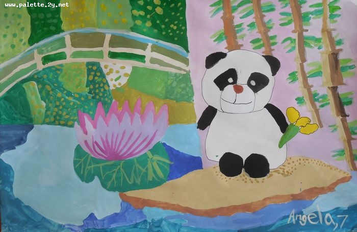 Art Studio PALETTE. Angela Kim Picture.  Tempera Inspired by Monet 