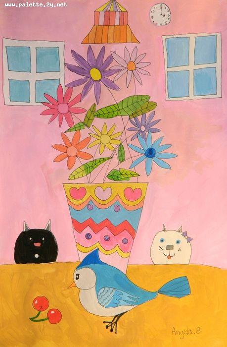 Art Studio PALETTE. Angela Kim Picture.  Tempera Still Life Still Life 