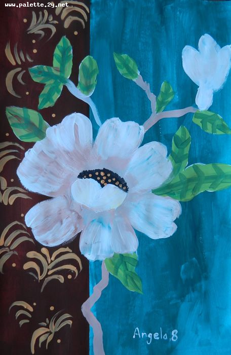 Art Studio PALETTE. Angela Kim Picture.  Tempera Plants Flowers 