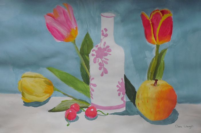 Art Studio PALETTE. Dora Wang Picture.  Tempera Still Life Still Life 