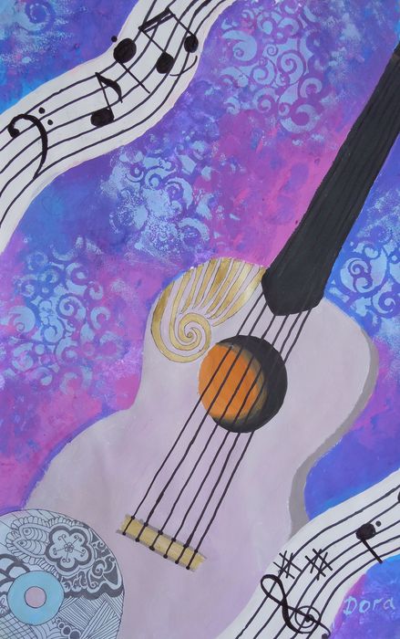 Art Studio PALETTE. Dora Wang Picture.  Marker, Tempera Still Life Music 