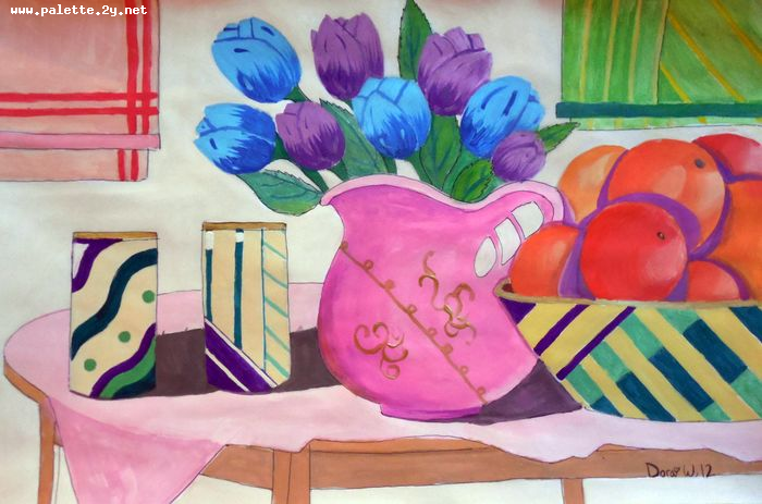 Art Studio PALETTE. Dora Wang Picture.  Tempera Still Life Still Life Bright Morning