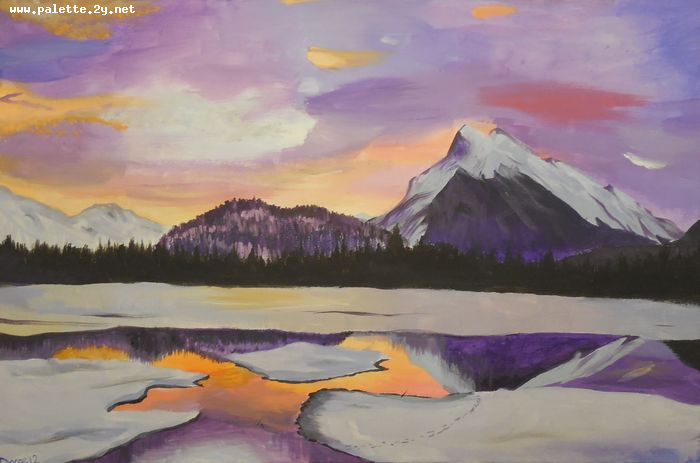 Art Studio PALETTE. Dora Wang Picture. Canvas Acrylic Landscape Winter 