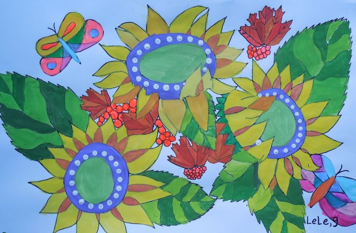 Art Studio PALETTE. Lele Yang Picture.  Marker, Tempera Dec. Art Flowers 