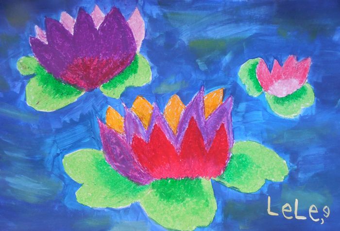 Art Studio PALETTE. Lele Yang Picture.  Oil Pastel Inspired by Monet 