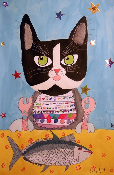 Art Studio PALETTE. Lele Yang Picture.  Marker, Tempera Animals Cats 