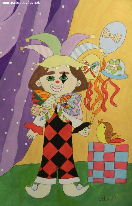 Art Studio PALETTE. Lele Yang Picture.  Tempera Fantasy Clown Clown