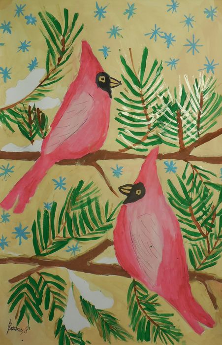 Art Studio PALETTE. Joanna Li Picture.  Tempera Animals Birds 