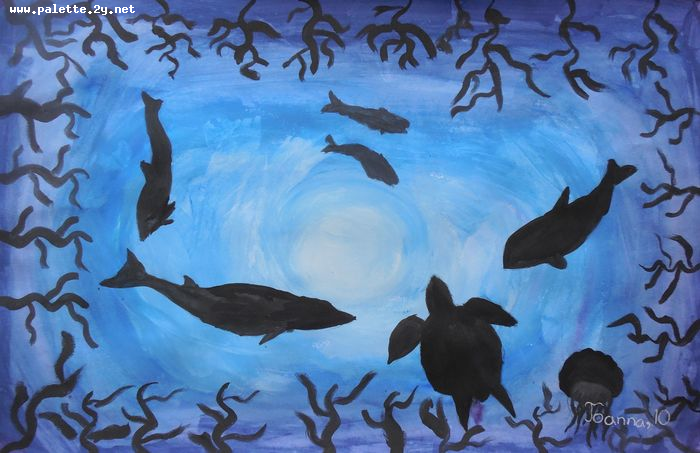 Art Studio PALETTE. Joanna Li Picture.  Tempera Animals Fish 