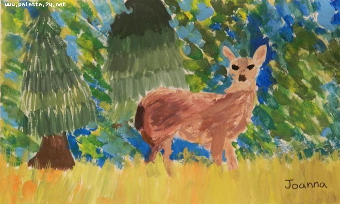 Art Studio PALETTE. Joanna Li Picture. Greeting Card Tempera Animals Mix 
