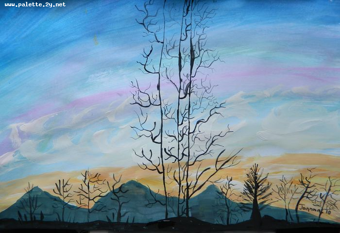 Art Studio PALETTE. Joanna Li Picture.  Tempera Landscape Nature 