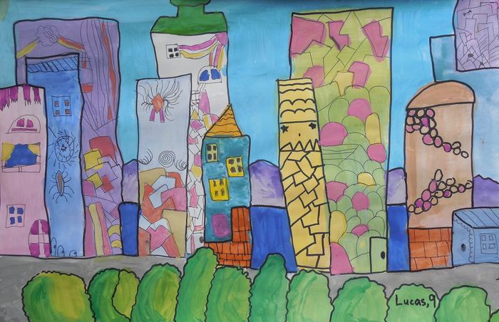 Art Studio PALETTE. Lucas Chen Picture.  Marker, Tempera Landscape Cityscape 