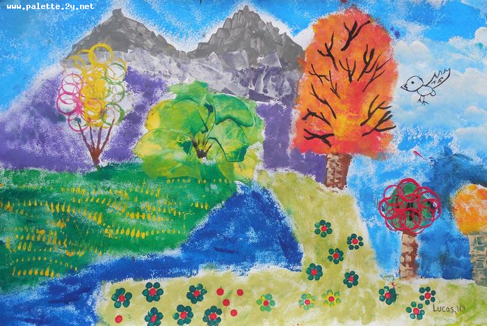 Art Studio PALETTE. Lucas Chen Picture.  Tempera Landscape Nature 