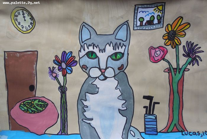 Art Studio PALETTE. Lucas Chen Picture.  Marker, Tempera Animals Cats 