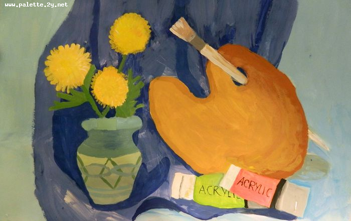 Art Studio PALETTE. Lucas Chen Picture.  Tempera Still Life Palette 