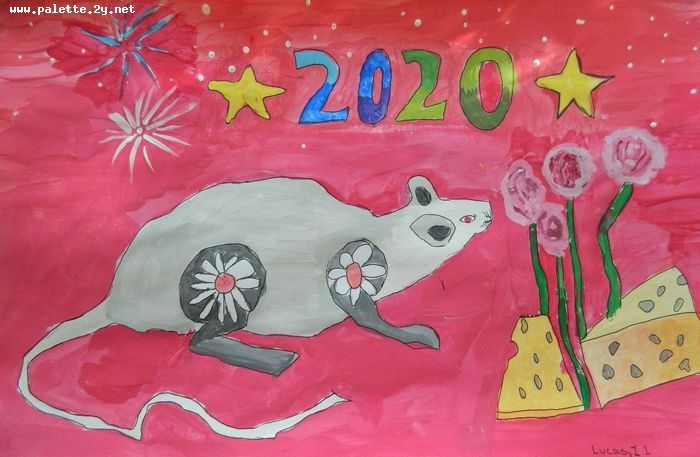 Art Studio PALETTE. Lucas Chen Picture.  Tempera Holidays New Year 