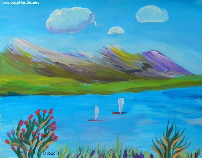 Art Studio PALETTE. Lucas Chen Picture.  Tempera Landscape Nature 