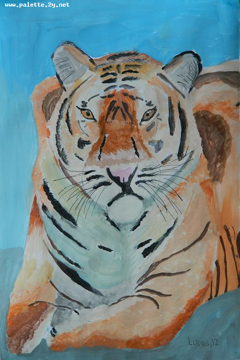 Art Studio PALETTE. Lucas Chen Picture.  Tempera Animals Cats 