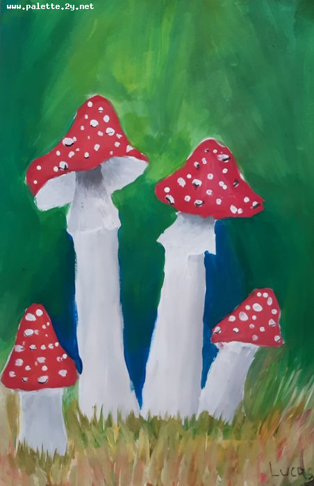 Art Studio PALETTE. Lucas Chen Picture.  Tempera Plants Mushrooms 