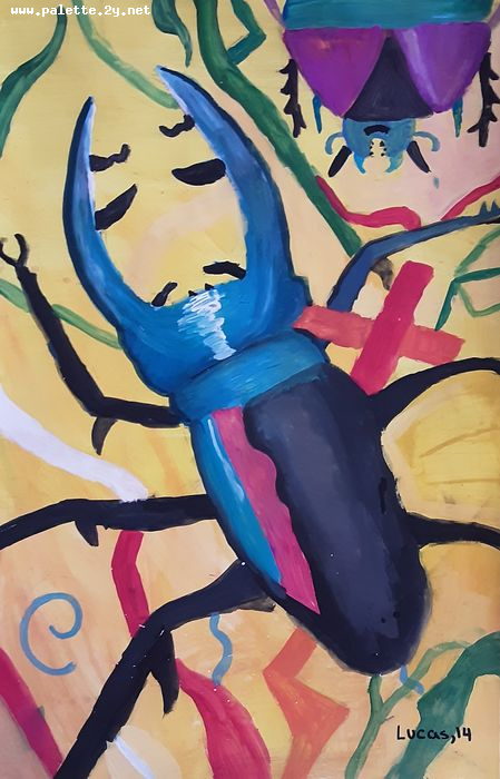 Art Studio PALETTE. Lucas Chen Picture.  Tempera Animals Insects 