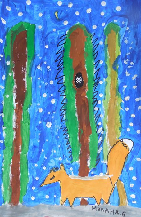 Art Studio PALETTE. Milana Baiman Picture.  Marker, Tempera Animals Mix 