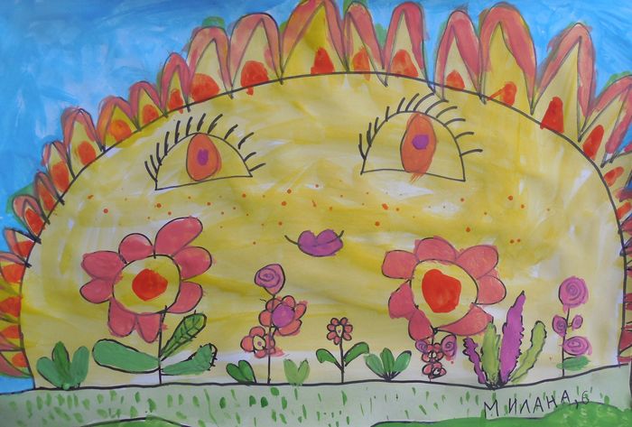 Art Studio PALETTE. Milana Baiman Picture.  Marker, Tempera Plants Garden Sunshine