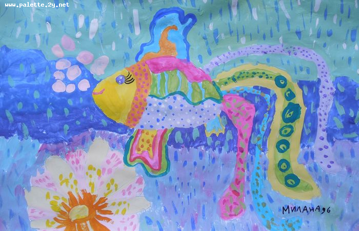 Art Studio PALETTE. Milana Baiman Picture.  Tempera Animals Fish 
