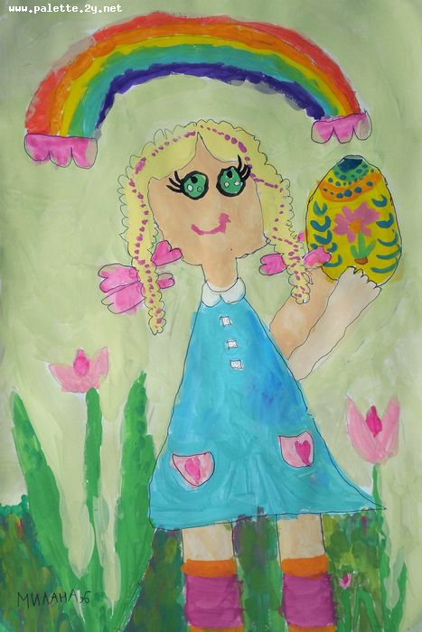 Art Studio PALETTE. Milana Baiman Picture.  Marker, Tempera Holidays Easter 