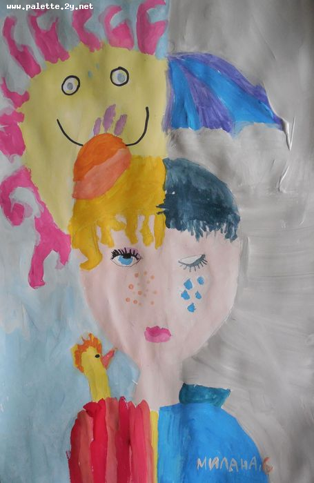 Art Studio PALETTE. Milana Baiman Picture.  Tempera People Portrait 