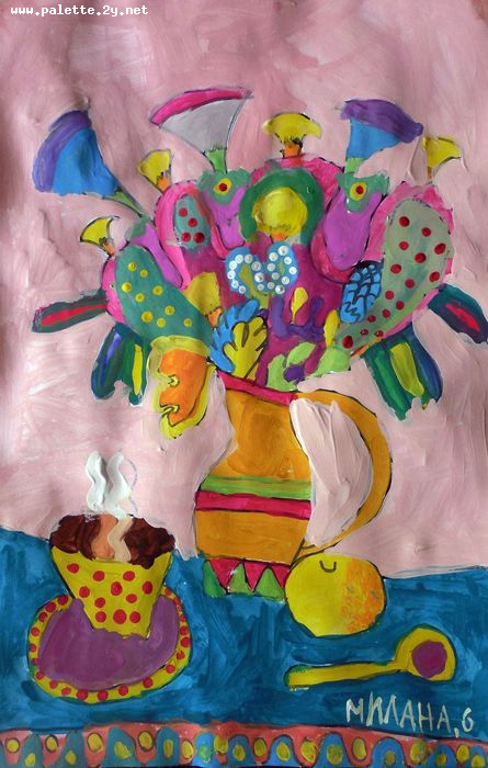 Art Studio PALETTE. Milana Baiman Picture.  Tempera Still Life Still Life 