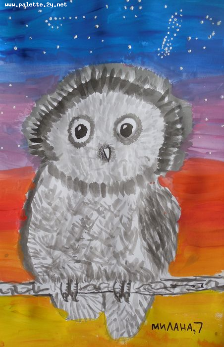 Art Studio PALETTE. Milana Baiman Picture.  Tempera Animals Birds 