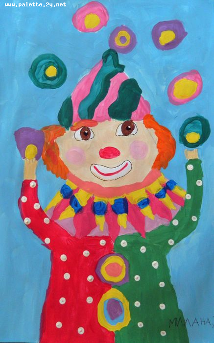 Art Studio PALETTE. Milana Baiman Picture.  Tempera Fantasy Clown 
