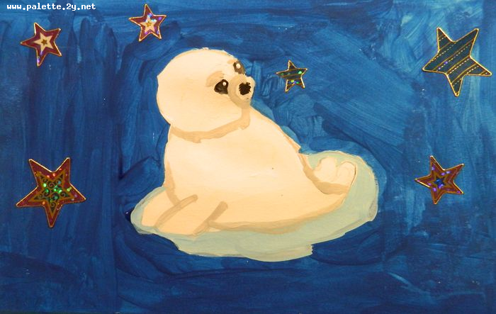 Art Studio PALETTE. Milana Baiman Picture. Greeting Card Mixed Media Animals Mix 