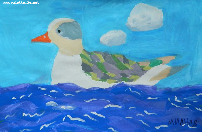 Art Studio PALETTE. Milana Baiman Picture.  Tempera Animals Birds 